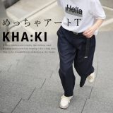 KHA:KI ボックスTEE-Hella- シルバー箔プリントのロゴT 白黒Tシャツ ロゴT レディース 春夏秋 綿100% 箔プリント WHITE BLACK MIL25SC3449 カーキ【送料無料】