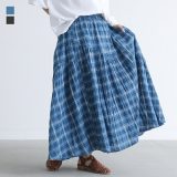 【全品送料無料】ロングスカート レディース ボトムス ロング丈 マキシ丈 フレアスカート ランダムチェック柄 綿混 裏地付き 春 夏 オシャレウォーカー【メール便不可】【30】