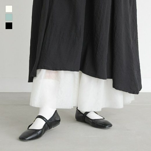 パンツ ボトムス フルレングス ペチ フレア チュール インナー ウエストゴム フレアパンツ ロング丈 異素材 春 夏 オシャレウォーカー【メール便不可】【30】
