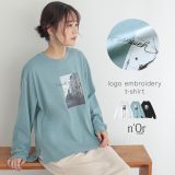 【30％OFF】トップス カットトップス 長袖 レディース カットソー Tシャツ ロンT ロゴT シンプル 刺繍 着回し スリット フォトプリント クルーネック 春 秋 冬 オシャレウォーカー◇※メール便可※【10】