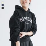 【全品送料無料】パーカー スウェット トップス レディース 長袖 裏毛 フード フーディー プルオーバー リブ ロゴ ショート丈 着回し 伸縮性 春 秋 冬 デイリー シンプル カジュアル オシャレウォーカー【メール便不可】【30】