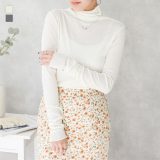 【全品送料無料】カットソー レディース トップス 長袖 ハイネック タートルネック シームレス シアー レイヤード 重ね着 プルオーバー ショート丈 ミドル丈 無地 シースルー 透け感 伸縮性 着回し オシャレウォーカー※メール便可※【10】