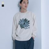 カットソー メンズ トップス ロンT 長袖 プルオーバー クルーネック フラワープリント 刺繍 オーバーサイズ Tシャツ プリントTシャツ プリントT ロゴT トレーナー スウェット 春 秋 冬 オシャレウォーカー【メール便不可】【30】