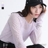 【20％OFF】カットソー レディース トップス 長袖 レース インナー レイヤード 重ね着 クルーネック ロンT プルオーバー ショート丈 ミドル丈 ギャザー 総柄 無地 伸縮性 フェミニン キレカジ 春 夏 秋 オシャレウォーカー◇※メール便可※【10】