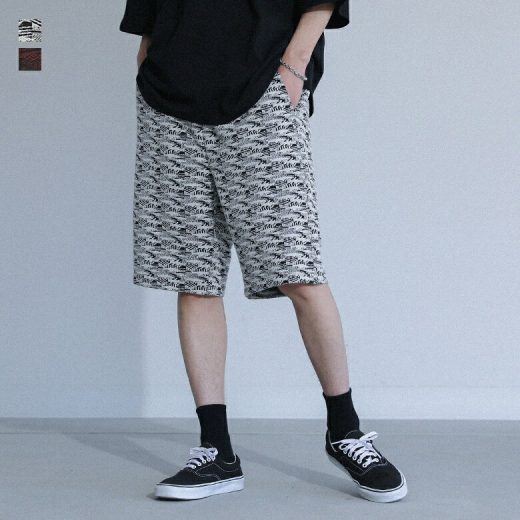 ショーツ メンズ ボトムス ハーフパンツ 膝丈 幾何学柄 ジャカード ジャガード ストレッチ ウエストゴム ウエスト紐 イージーパンツ パンツ ショートパンツ 総柄 春 夏 オシャレウォーカー【メール便不可】【20】
