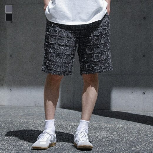 ショートパンツ メンズ ボトムス 膝丈 ハーフパンツ イージーパンツ カットジャカード ジャガード ウエストゴム セットアップ 春 夏 オシャレウォーカー※メール便可※【10】