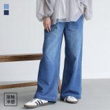 【期間限定！2点以上で15％OFF】デニム レディース ボトムス ワイド パンツ ジーンズ ジーパン ロング丈 接触冷感 メッシュ ウエストゴム 脚長効果 春 夏 オシャレウォーカー【メール便不可】【20】