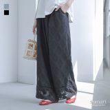 パンツ レディース ボトムス ロング丈 ワイド カットジャカード ダイヤ柄 裏地付き セットアップ ハシゴレース ロングパンツ ワイドパンツ ストレートパンツ イージーパンツ フルレングス 春 夏 オシャレウォーカー※メール便可※【10】