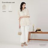 【5/16 12:59迄クーポンで20％OFF】【送料無料】『シアージャケット×レースカーゴパンツコーデ2点SET』[2点コーデセット 2024 レディース ジャケット 半袖 ライトアウター オーガンジー カーゴパンツ コットンレース]【メール便不可】【50】