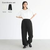 『カーブラインバックデザインTシャツ×裾ドロストワークパンツコーデ2点SET』[2点コーデセット 2024 レディース Tシャツ トップス カットソー ボトムス パンツ ワークパンツ]【メール便不可】【20】