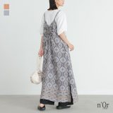 【全品送料無料】『エスニック柄プリントキャミワンピース』[n’OrLABEL キャミワンピース レディース ワンピース ロングワンピース キャミワンピ ノースリーブ エスニック柄 リボン ギャザー レーヨン100%]※メール便可※【5】