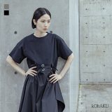 【予約期間限定！6,980円(税込)→6,282円(税込)】『kOhAKUハトメリボンアシメワンピース』[ワンピース レディース ドレス ロング丈 半袖 アシンメトリー アシメ ハトメ リボン カットソー シャツ生地 ロングワンピ 切替 春 夏]【メール便不可】【30】