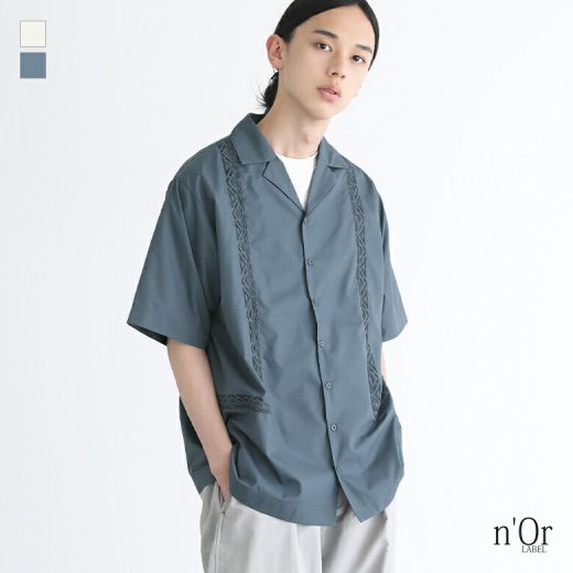 【全品送料無料】【感謝価格】オープンカラーシャツ メンズ シャツ トップス 夏 半袖 開襟シャツ 羽織 五分袖 ビッグシルエット オーバーサイズ 前開きシャツ 体型カバー 大きいサイズ 刺繍 夏オシャレウォーカー◇※メール便可※【5】