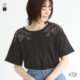 【期間限定！最大50％OFFクーポン対象】Tシャツ カットソー カットソーTシャツ レディース トップス プルオーバー 半袖 5分袖 春 夏 クルーネック Uネック 綿100％ モチーフレース 無地 ゆったり 大きいサイズ 体型カバー 二の腕カバー※メール便可※【5】