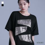 Tシャツ レディース カットソー 半袖 チュニック丈 クルーネック 綿100％ アシンメトリー スリット ドットボタン Tシャツ・カットソー チュニック プルオーバー Uネック ロング丈 無地 夏 オシャレウォーカー※メール便可※【10】