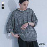 【全品送料無料】ニット メンズ トップス 半袖 五分袖 メッシュ編み サマーニット クルーネック レイヤード 重ね着 プルオーバー ミドル丈 ビッグシルエット オーバーサイズ 無地 透け感 春 夏 秋 オシャレウォーカー【メール便不可】【20】