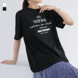 【5/16 12:59迄クーポンで20％OFF】Tシャツ レディース トップス 半袖 カットソー ロゴ ロゴT シンプル カジュアル 着回し 綿 コットン 無地 袖長め バックプリント プリントTシャツ プリントT クルーネック 夏 オシャレウォーカー※メール便可※【10】