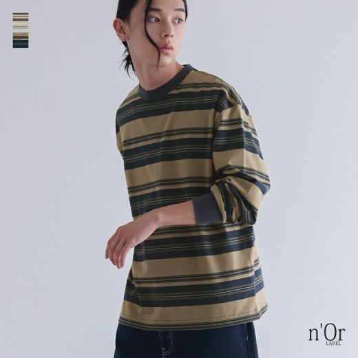 【感謝価格】トップス Tシャツ ロンT メンズ カットソー ボーダー 長袖 長袖Tシャツ ロングスリーブ プルオーバー クルーネック Uネック リブ袖 ビッグシルエット 大きいサイズ ゆったり◇※メール便可※【10】