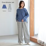 【5/10 23:59迄クーポンで20％OFF】【送料無料】2点コーデセット 2024 レディース トップス ニット 配色ニット 長袖 袖デザイン もちもち クルーネック Uネック ボトムス パンツ ワイドパンツ ロング丈 柄 チェック オシャレウォーカー【メール便不可】【50】
