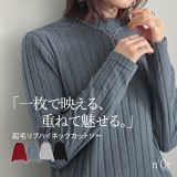 【5/10 23:59迄クーポンで20％OFF】カットソー 長袖 レディース トップス ワイドリブカットソー リブ ロンT 起毛 レイヤード 重ね着 ハイネック 大きいサイズ 着回し オシャレウォーカー※メール便可※【10】