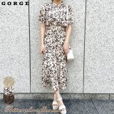 柄袖フレアワンピース GORGE ゴージ トレンド プチプラ レディース レディースファッションワンピース オールイン フレア 柄 春 夏 2311805