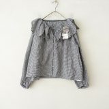 【美品/2024/AW/定価2.8万】ネストローブ アップサイクルリノ nest Robe UpcycleLino limited item ラッフルカラーブラウス F 【中古】【12E52】