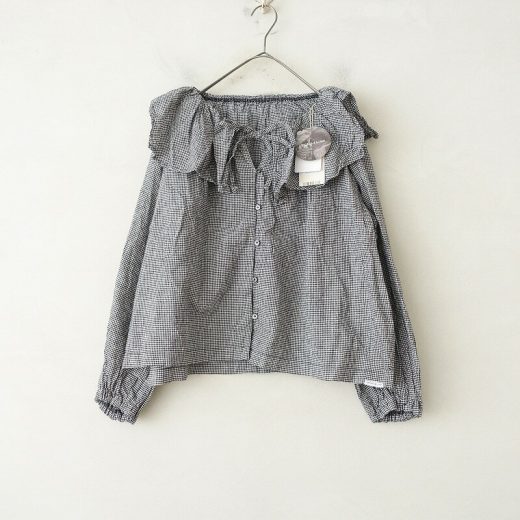 【美品/2024/AW/定価2.8万】ネストローブ アップサイクルリノ nest Robe UpcycleLino limited item ラッフルカラーブラウス F 【中古】【12E52】