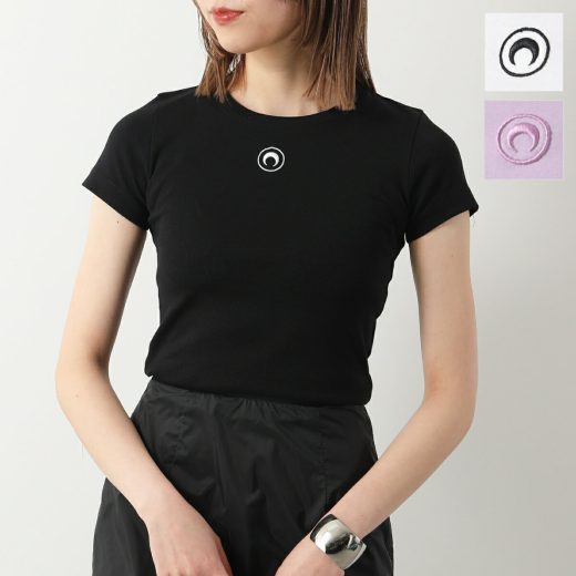 Marine Serre マリーン セル Tシャツ Moon Logo Jersey Baby Fit T-Shirt WTT012 WTT012A レディース 半袖 クルーネック カットソー コットン 三日月 モチーフ ロゴ 刺繍 カラー3色【dc_kikaku】