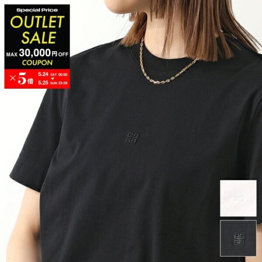 【5/24～5/25限定ポイント5倍】 GIVENCHY ジバンシィ Tシャツ BM716G3YCC レディース 半袖 クルーネック コットン カットソー ちびロゴT 刺繍 4G カラー2色【po_fivee】【outlet】