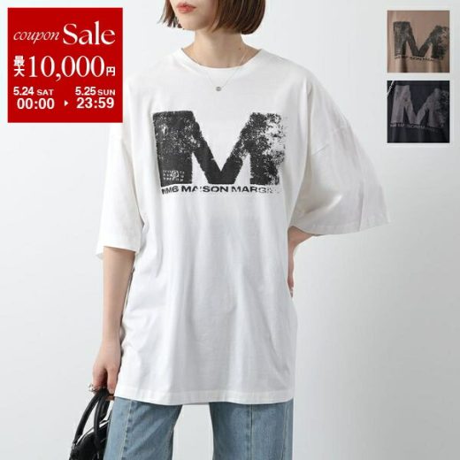 【5/25限定！2人に1人が当選！エントリーで最大100％ポイントバック】 MM6 エムエムシックス メゾンマルジェラ Tシャツ S52GC0342 S24312 レディース 半袖 カットソー クルーネック オーバーサイズ ロゴT カラー3色【dc_kikaku】
