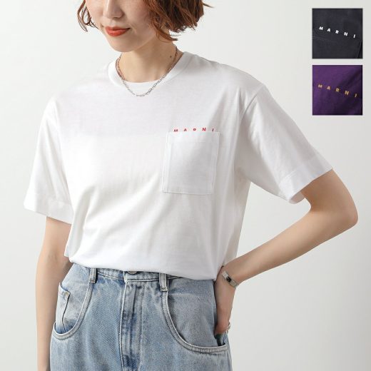MARNI KIDS マルニ キッズ Tシャツ M01415 M00RF レディース ガールズ 半袖 カットソー 胸ポケット クルーネック ロゴT カラー3色