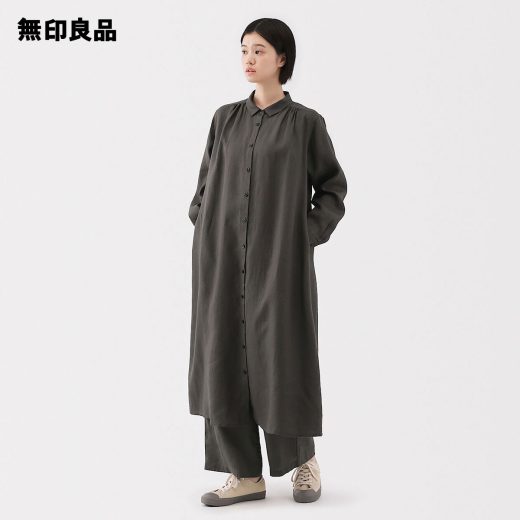 【無印良品 公式】婦人　リネン　洗いざらし長袖シャツワンピース
