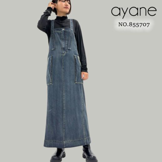 【予約】【7月下旬～8月下旬入荷予定】ayane アヤン ダンガリージャンパースカート ジャンパースカート ノースリーブワンピース デニムジャンパースカート 855707
