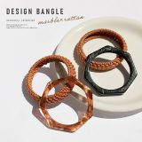 【全品送料無料】『異素材デザインバングルセット』[バングル レディース アクセサリー 春夏 ブレスレット 異素材 ラタン アクリル マーブル柄 クリア 雑材 2個セット おしゃれ 小物]※メール便可※【5】