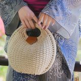 サークル カゴバッグ レディース かごバッグ かご バッグ かばん 鞄 浴衣 ラタン ペーパー ショルダー ハンドル ハンドバック 和装 小物 和小物 がま口 大きめ 丸い 夏 [B1573]【送料無料】