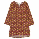 【中古】 グッチ GUCCI コットン100% 花柄 総柄 カフタンシャツ トップス ボルドー×イエロー系 size46 レディース [Y03303]