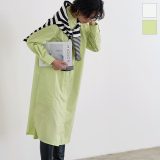 バンドカラーシャツトップスorワンピース [C381G] レディース ブラウス シャツワンピース モックネック ハイネック 長袖 30代 40代 50代 体型カバー 大きいサイズ お尻が隠れる ママ コーデ ホワイト 白 グリーン カラー 春 夏 秋 冬 着回し 羽織り