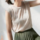 麻シアーノースリハイネックニット [C4696] レディース トップス ノースリーブ タンクトップ リネン素材 ナチュラル ニット 夏 サマーニット ゆったり きれいめ 薄手 クルーネック ハイネック