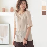 シアーメロウボートネックTシャツ [C4752] トップス 5分袖 透け インナー シンプル リラックス 白 夏 tシャツ カットソー 七分袖 五分袖 ゆったり ボートネック 薄手 プルオーバー とろみ メロウ 無地 ベージュ