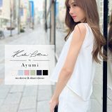 [ 岡部あゆみ さんコラボ ] ノースリーブ or 半袖 トップス きれいめ おしゃれ フェミニン レディース オフィス シャツ クロップド セットアップ オフィスカジュアル OL シンプル 大人 春 夏 肌見せ ママ 黒 白 [C6647] 【送料無料】【メール便】