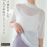 半袖 シアー トップス レディース シアーインナー レース 花柄 20代 30代 40代 インナー 透け シアー 黒 白 大人 丸首 [C6736] クルーネック メロウ ハイネック フリル 半袖インナー Tシャツ シアートップス シンプル ブルー【送料無料】