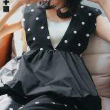 ≪5/13 新発売!!3190円 送料無料≫ ペプラム ジレ バルーン [C7476] レディース 20代 30代 40代 ベスト トップス プルオーバー スカラップ ノースリーブ 重ね着 レイヤード セットアップ 春夏 服装 コーデ M4205 ドット ギンガムチェック 黒 ブラック きれいめ【送料無料】