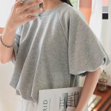 ≪5/20 新発売!!2990円 送料無料≫ トップス レディース 半袖 Tシャツ 夏 春夏 スウェット バルーントップス [C7502] 20代 30代 40代 体型カバー スウェット スエット 5分袖 五分袖 ショート丈 裏毛 夏トップス ラグランスリーブ クルーネック カットソー【送料無料】