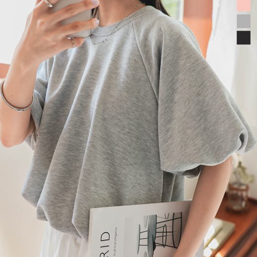 ≪5/20 新発売!!2990円 送料無料≫ トップス レディース 半袖 Tシャツ 夏 春夏 スウェット バルーントップス [C7502] 20代 30代 40代 体型カバー スウェット スエット 5分袖 五分袖 ショート丈 裏毛 夏トップス ラグランスリーブ クルーネック カットソー【送料無料】