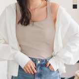 ≪5/5 新発売!!1990円 送料無料≫ タンクトップ リブ タンク レディース カップ付き インナー スクエアネック [C7519] トップス 20代 30代 40代 カップ スクエア 下着 カップ付き カップ付きインナー カップ付きタンク カップ付きキャミ キャミ ベージュ 白【送料無料】