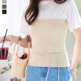 ≪5/9 新発売!!2490円 送料無料≫ トップス ベアトップス ビスチェ ベア [C7525] レディース 20代 30代 40代 ベスト ノースリーブ リボン ベルト サマーニット 夏トップス シャツ ブラウス Tシャツ チューブトップス インナー トレンド レイヤード シンプル ママ【送料無料】