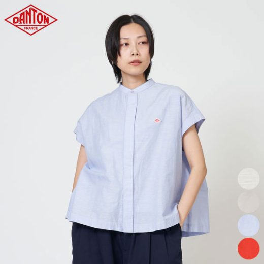 【25SS新作】ダントン DANTON スリーブレス シャツ SLEEVELESS SHIRT レディース トップス ノースリーブ ギャザー 綿 麻 コットン リネン シンプル カジュアル ホワイト グレージュ サックス レッド #DT-B0235 VCL [ 2025 SS 春 夏 ]