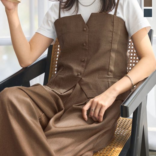 ≪5/22 人気カラー再販Start!!4990円 送料無料≫ セットアップ レディース ベアトップ キャミベスト タックパンツ [E3482] 20代 30代 40代 キャミソール パンツ 2点セット スーツ オフィスカジュアル リネン 高見え 夏 春 上品 かわいい かっこいい 可愛い【送料無料】