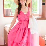 ≪5/4 新発売!!3990円 送料無料≫ バックリボンティアードキャミワンピース [E3499] レディース 20代 30代 40代 ワンピース ワンピ ティアード キャミ キャミワンピ リゾート リゾートワンピース ティアードワンピース 夏ワンピース 夏ワンピ 春 夏 夏休み【送料無料】
