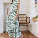 ≪5/3 新発売!!2990円 送料無料≫ ワンピース ワンピ スカート [E3501] レディース 20代 30代 40代 ティアード ロング丈 ノースリーブ 綿 柄 柄ワンピース リゾートワンピース ティアードワンピース 夏ワンピース 夏ワンピ 春 夏 夏休み マキシ マキシ丈 海【送料無料】